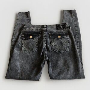 True Religion Jennie Curvy Mid Rise Super Skinny Super Skinny Size 28 Distressed